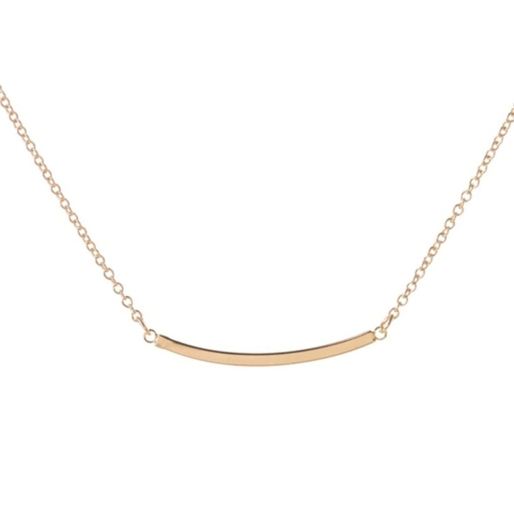 Curved Bar Shape Gold Necklace Pendant